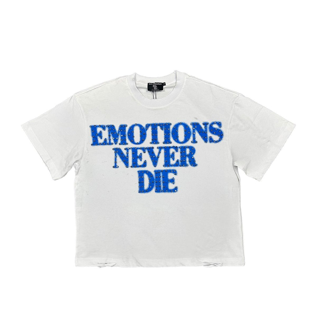 MIXEMOTION BLUE  'END' RHINESTONE TEE
